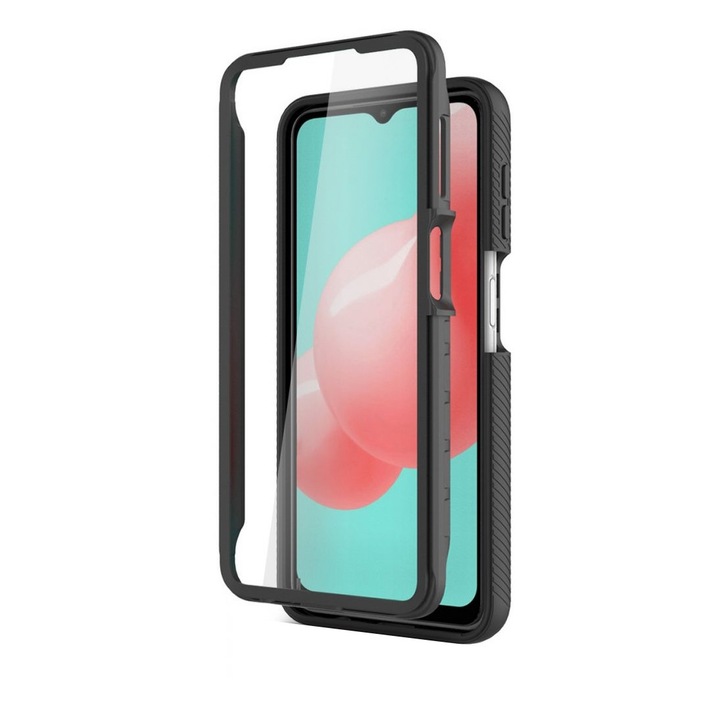 360 калъф, съвместим с OnePlus Nord N20 5G, дисплей и гръб, черен-прозрачен