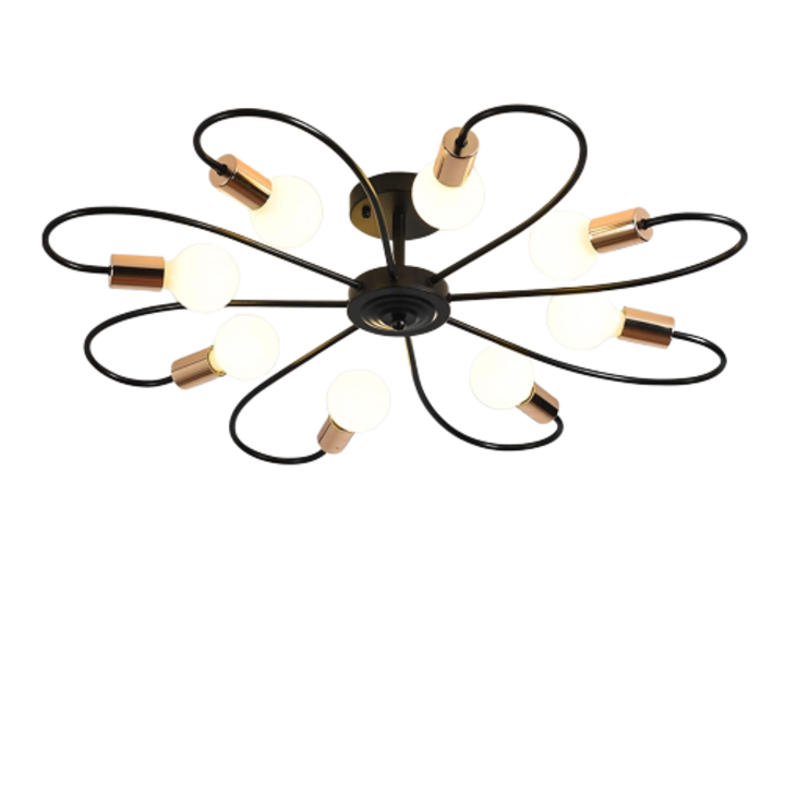 Полилей Cojom Randy 8na, 8XE27, черен метал с матово златисто, D:80cm, H:18cm