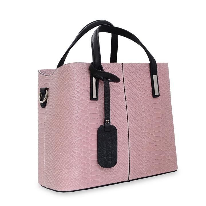 Geanta Azalea, de dama, piele naturala, culoare roz