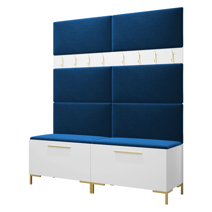 Mobilier pentru hol Frunofta II, MIRJAN24, alb + albastru, 46x196x168 cm