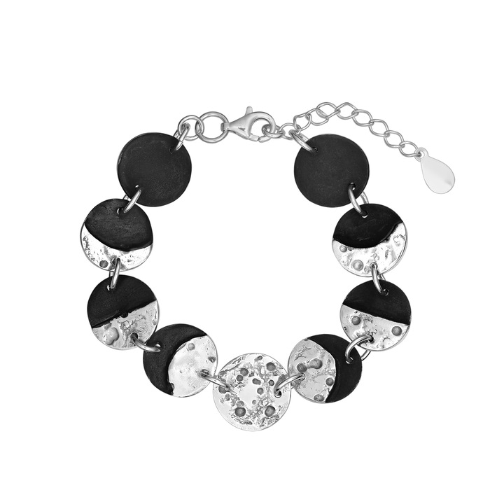 Bratara din argint cu fazele lunii, realizata manual