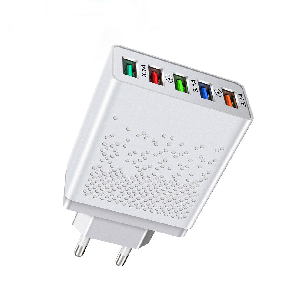 Зарядно за телефон, USB 3.1, 5xUSB, Бързо зареждане, Бързо зареждане ...