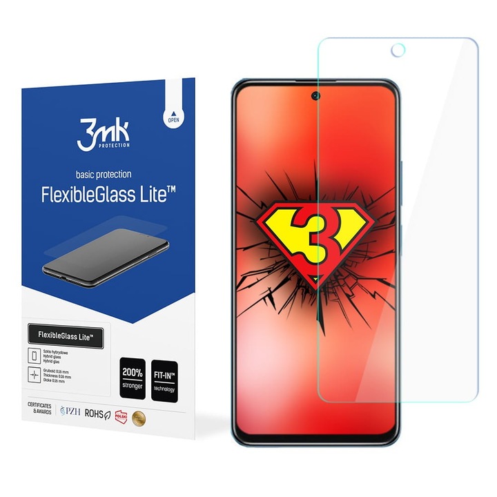 Xiaomi Poco M4 Pro 5G üvegfólia, tempered glass, előlapi, flexibilis, hibrid, 3MK Flexible Glass Lite