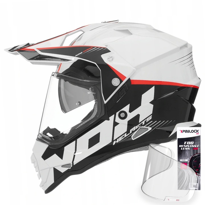 Set casca protectie moto Nox N312 si viziera Pinlock, Policarbonat, Multicolor, M