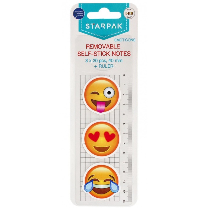 Комплект линийка/стикер, Starpak, пластмаса, многоцветен