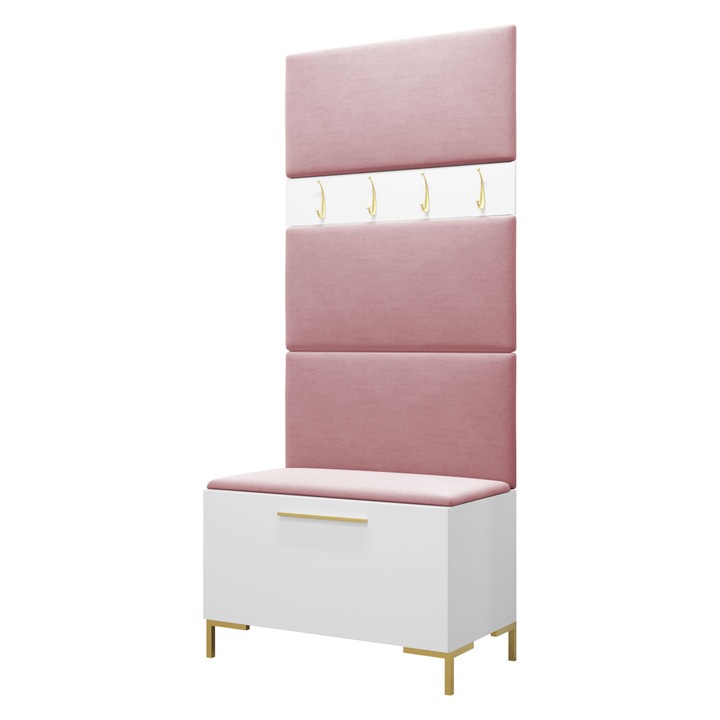 Mobilier pentru hol Frunofta III, MIRJAN24, alb + rosu, 46x196x84 cm