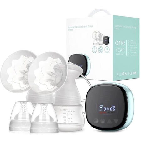 Pompa de San Electrica Dubla, WOWSTEP®, STEP 200 Pro cu 2 Biberoane, Functie de Masaj, Afisaj Digital, Complet Detasabila, Capacitate de 300 ml, fara BPA, 9 Niveluri de Intensitate, Zgomot Redus