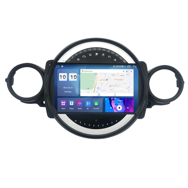 Navigatie Mini Cooper din 2007-2015, NAVIGPS, Android 13, Wireless Carplay si Android Auto, 2GB RAM si 32GB ROM, Display IPS 9 inch, Camera Marsarier, Internet, Aplicatii, Wi Fi, Usb, Bluetooth