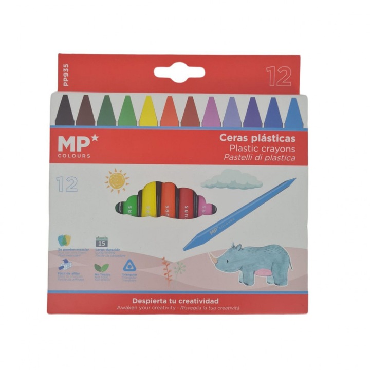 MP* Műanyag zsírkréta készlet - 12 db-os - kétoldalú