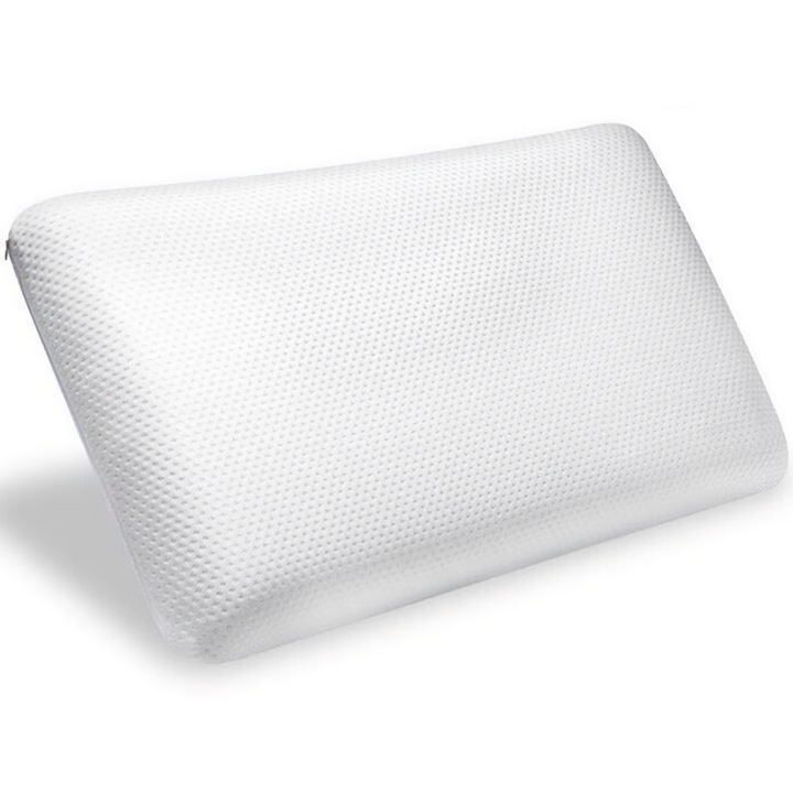 Perna Ortopedica Elindor® Memory Foam Pillow pentru Gat, Suport Cervical Ergonomic, Spuma cu Memorie Anatomica, Hipoalergenica, Racoroasa, Husa Detasabila Respirabila, Ideal pentru Dormit, Ajuta la Spondiloza Cervicala, 60x40x14 cm, Alb