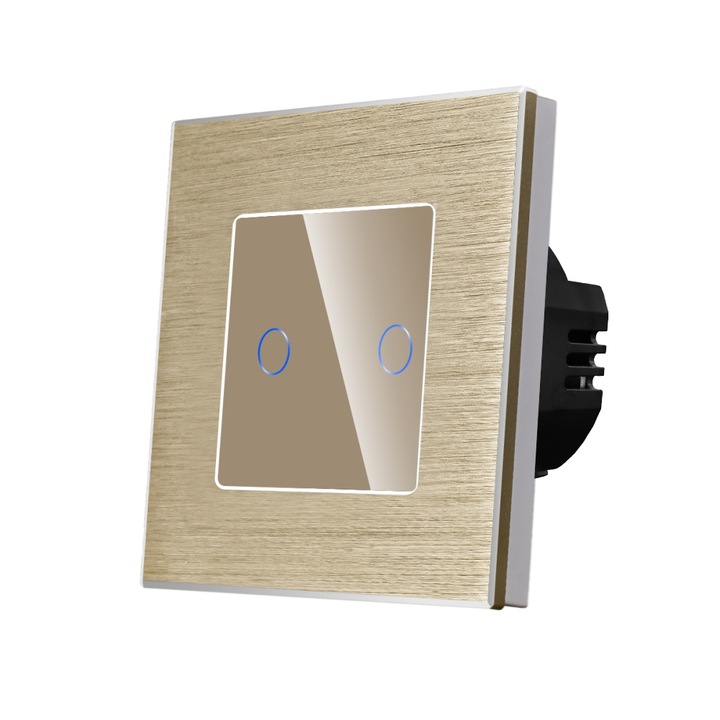 LUXION Dupla Érintőkapcsoló, Kristályüveg, Alumínium keret, 500W, Arany