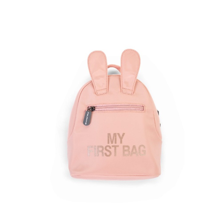 Gyermek hátizsák, Childhome, Text My First Bag, Nylon/poliészter/poliuretán, 20 x 8 x 24 cm, rózsaszín