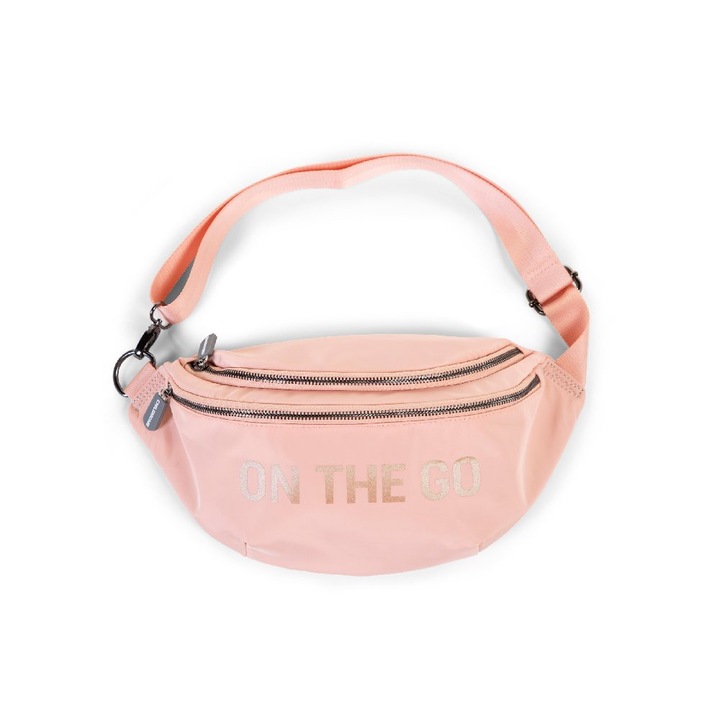 Kismama táska, Childhome, Text On the go, Nejlon, 34 x 13 x 15 cm, Rózsaszín