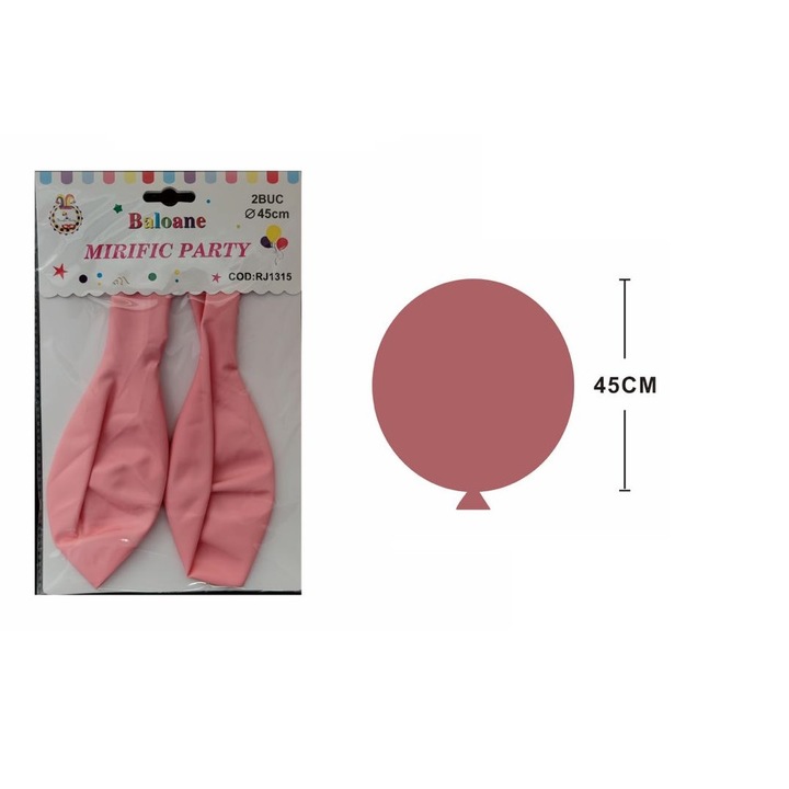 Set 2 Balone, Mirific Party, Roz deschis, 45 cm, Latex