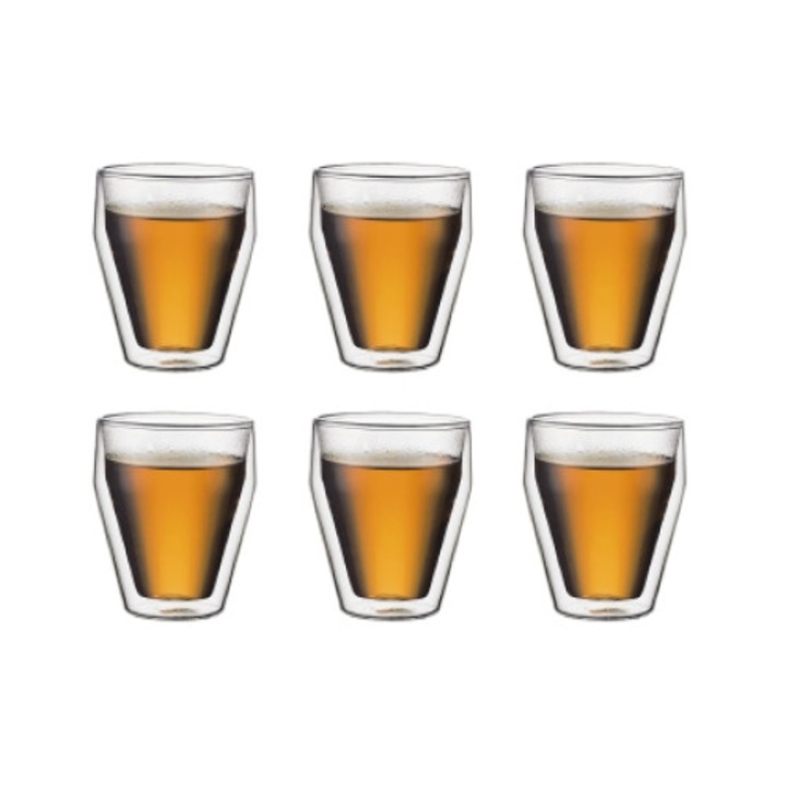 6 darabos pohárkészlet, Bodum, üveg, 0.25 l, átlátszó