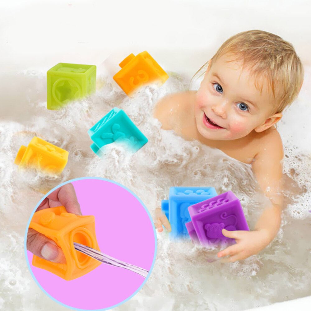 Set 10 cuburi moi de construit pentru bebelusi Soft Blocks, multicolor ...
