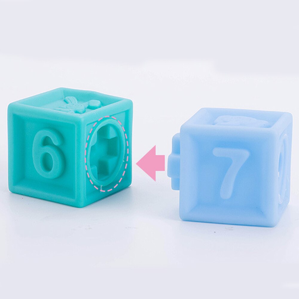 Set 10 cuburi moi de construit pentru bebelusi Soft Blocks, multicolor ...