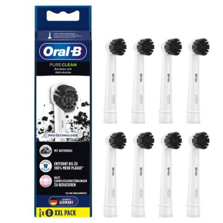 Rezerva periuta de dinti electrica Oral-B, Pure Clean EB20CH-8, Carbune activ, 8 pcs, Alb