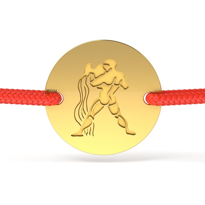 Bratara din aur galben cu snur rosu model Varsator