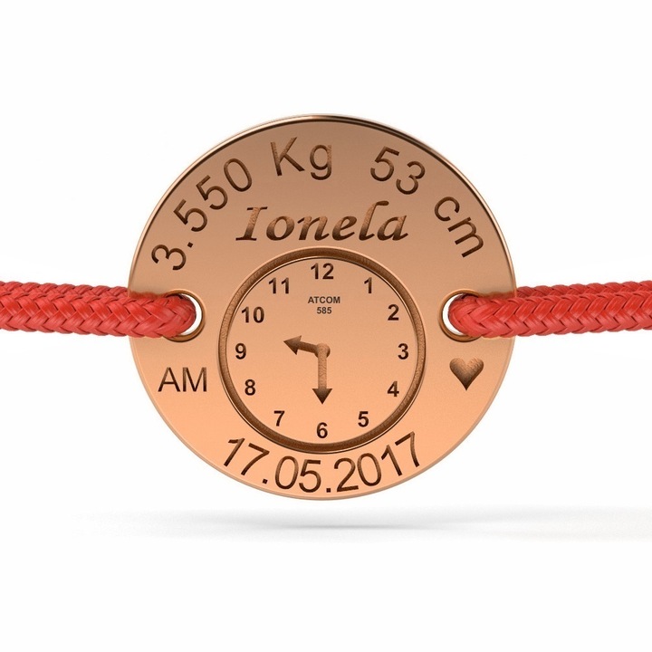 Bratara din aur roz model Birthday Clock