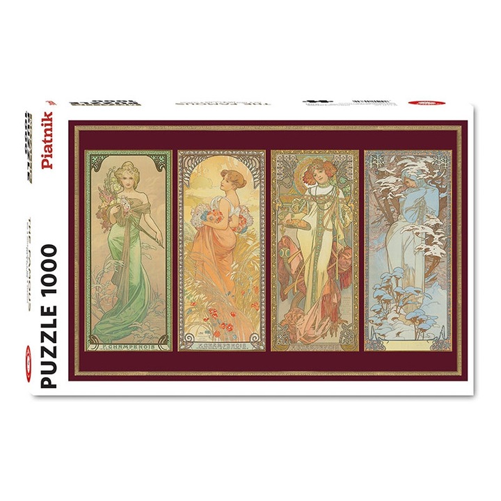 Puzzle Mucha Four Seasons, Piatnik, 67,5 x 44,1 cm, 1000 darab, Többszínű