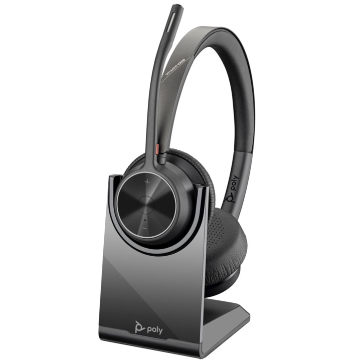 POLY Voyager 4320 UC Headset Vezeték nélküli Fejpánt Iroda/telefonos ügyfélközpont USB A típus Bluetooth Dokkoló Fekete (218476-01)