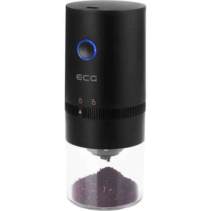 Rasnita de cafea electrica portabila ECG KM 150 Minimo, incarcare USB, 3,7 volti, 13 W, 30 g, culoare neagra