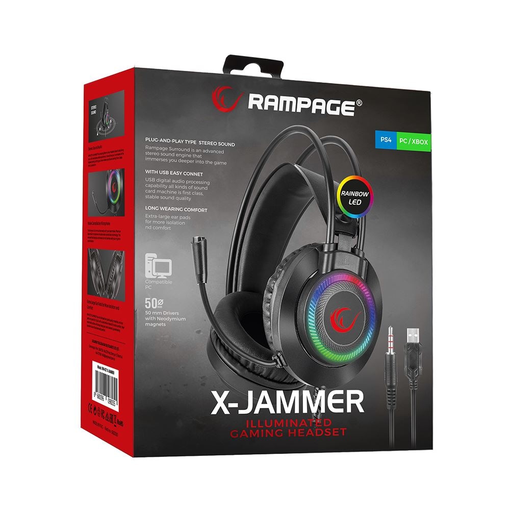 Casti Rampage RM-K27 X-Jammer RGB Negru, Microfon/ Casti