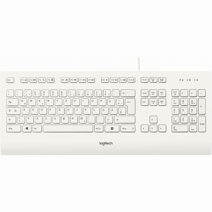 Клавиатура, Logitech, K280E Pro f/ Business USB QWERTZ Немска, Бяла