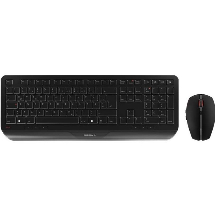 Клавиатура CHERRY, Desktop GENTIX [DE] WL Deutschland Keyboard, Включително безжична мишка RF, Черен цвят