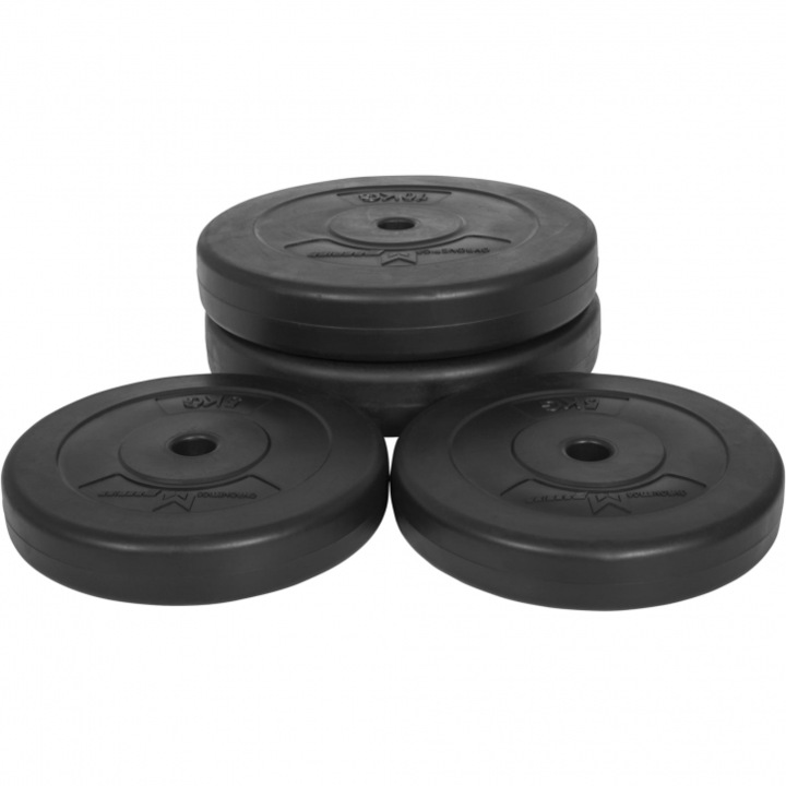 Set de discuri din ciment, Gorilla Sports, cu invelis din plastic, 30 KG (2X5kg 2X10kg), 25mm
