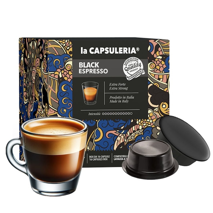 Cafea Black Mio, 128 capsule compatibile Lavazza®* a Modo Mio®*, La Capsuleria