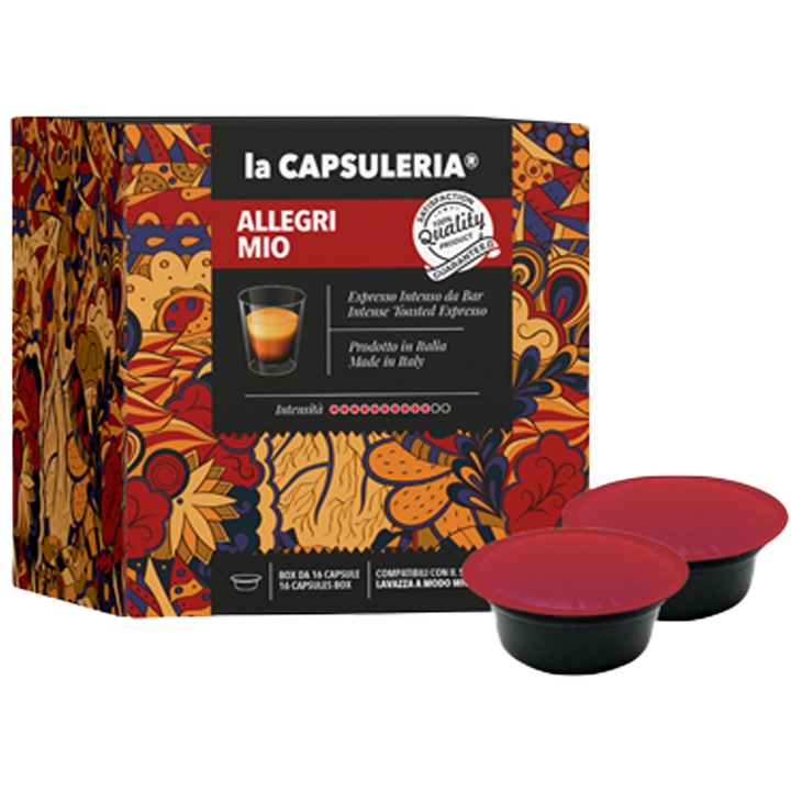 Комплект от 16 кафе капсули Allegri Mio, съвместими с Lavazza и Modo Mio, La Capsuleria