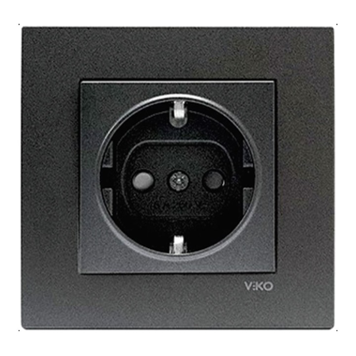 Priza schuko dubla 2P+E, 16A, 250V, Fumuriu, (fara rama)