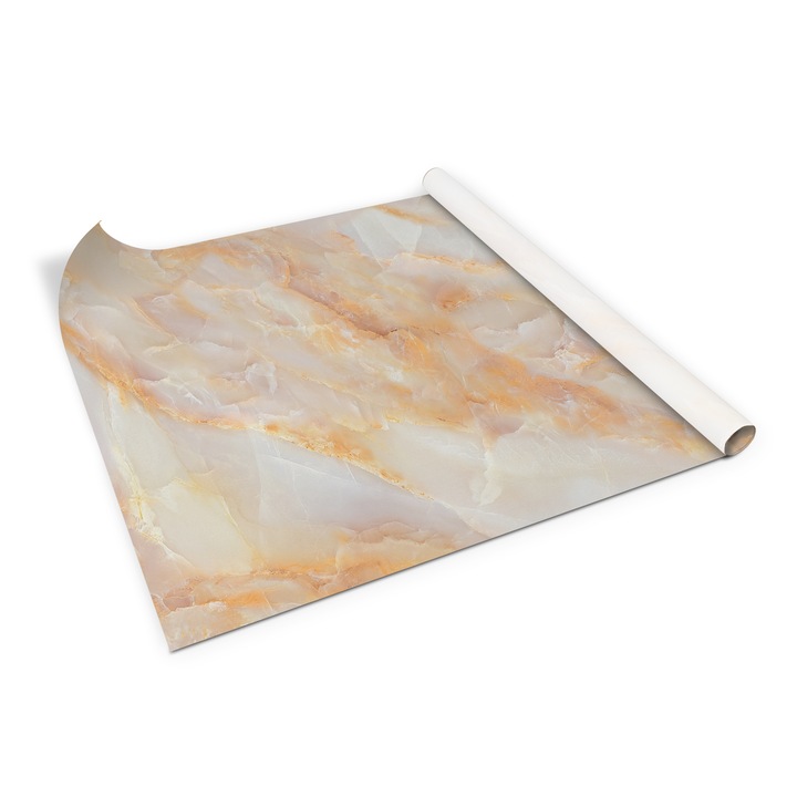 Folie de mobila autoadeziva, Decormat, Marmura Onix Calcar, Galben, 100 x 50 cm, 010130570010000053864