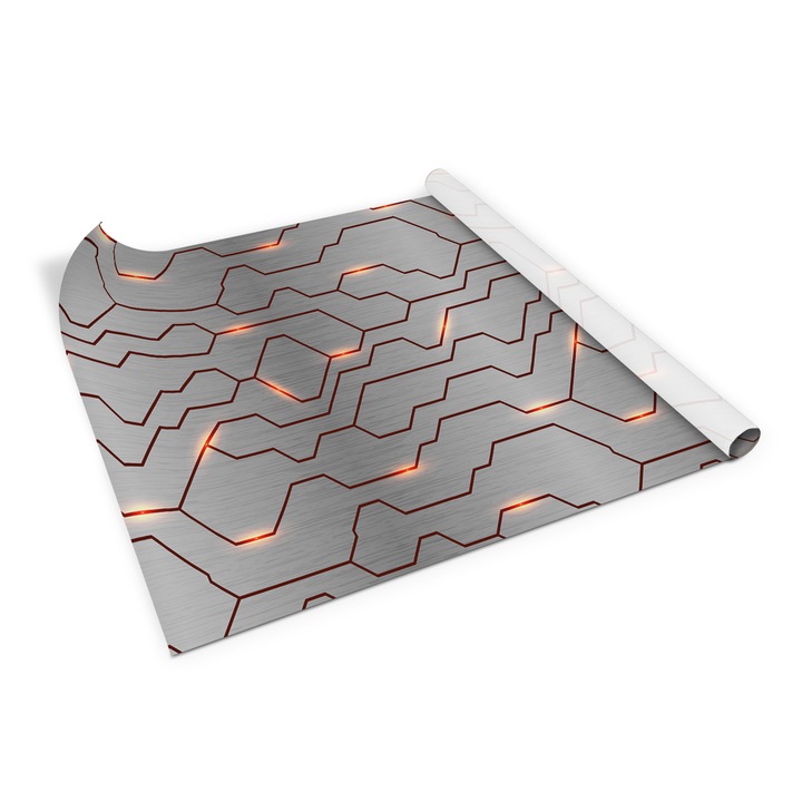 Folie de mobila autoadeziva, Decormat, abstractia metalului, Gri, 100 x 50 cm, 010130570010000053972