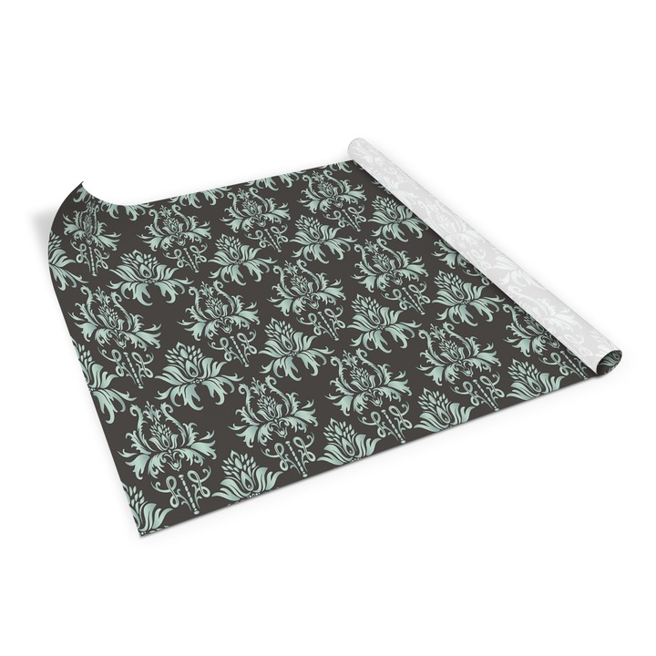Folie de mobila autoadeziva, Decormat, model floral damasc, Negru, 100 x 50 cm, 010130570010000053975