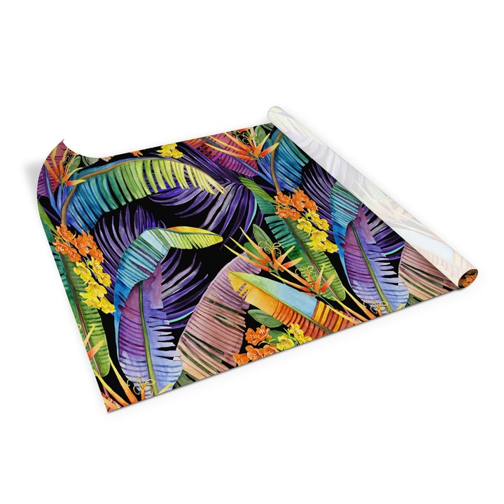 Folie de mobila autoadeziva, Decormat, arta tropicala, Multicolor, 100 x 50 cm, 010130570010000054007