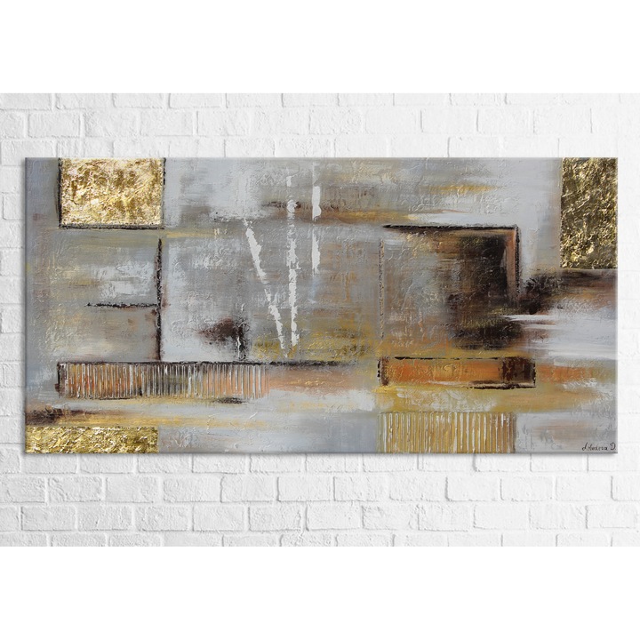Акрилна картина върху канаваца Златна абстракция, 140х70см