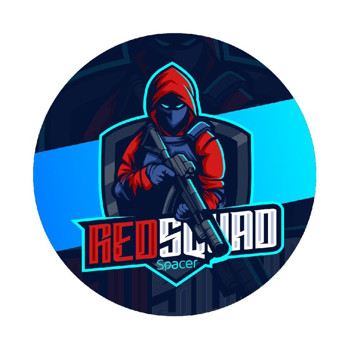 Килим за гейминг Spacer SPFP-REDSQUAD-120, Гумена и текстилна защита, 1200 x 3mm, Кръгъл