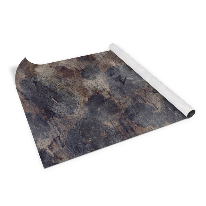 Folie de mobila autoadeziva, Decormat, Vintage Maki Grunge, Gri, 100 x 50 cm, 010130570010000053964