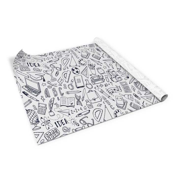 Folie de mobila autoadeziva, Decormat, rechizite scolare, Gri, 100 x 50 cm, 010130570010000054062