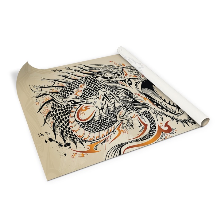 Folie de mobila autoadeziva, Decormat, dragon chinezesc, Gri, 100 x 50 cm, 010130570010000054133