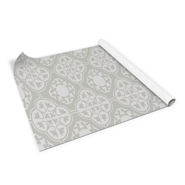 Folie de mobila autoadeziva, Decormat, ornament de flori, Gri, 100 x 50 cm, 010130570010000020781