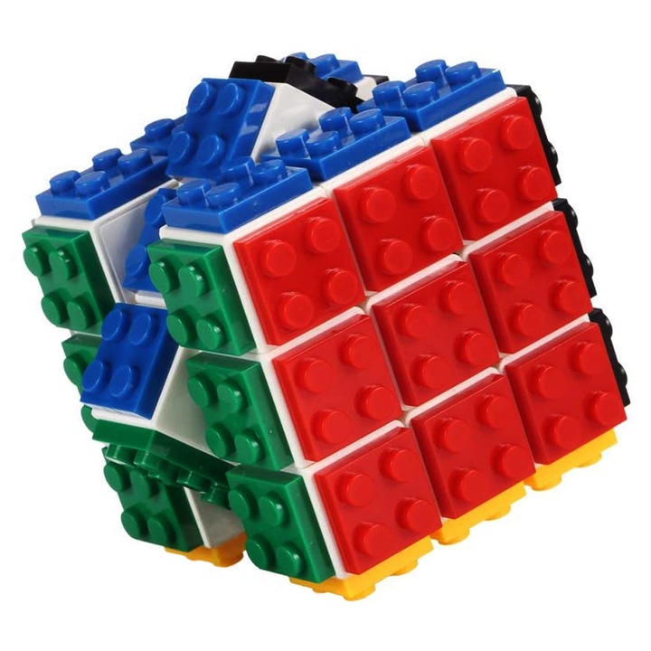 Кубчето на Рубик със строителни блокове Zenuk® - без лепенки, 3x3x3, SpeedCube, Развитие на интелигентността, Многоцветен