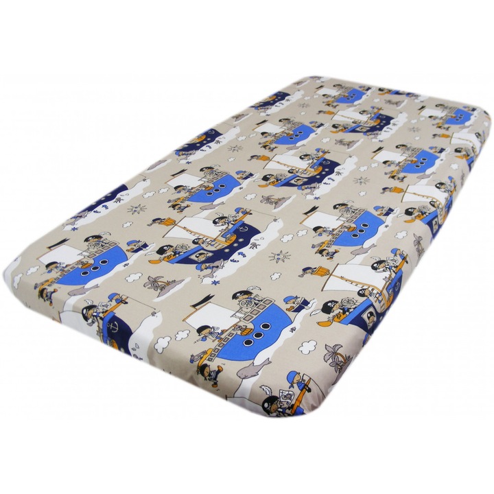 Cearceaf din bumbac cu elastic 120x60 cm Pirati