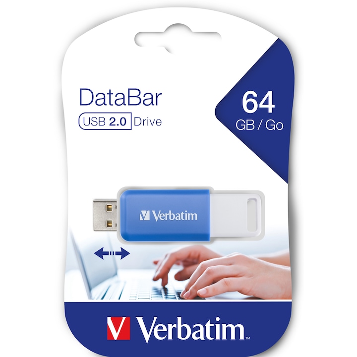 Memorie USB Verbatim Databar 64GB USB 2.0, Albastru