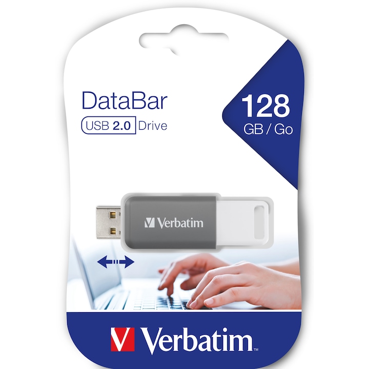 Memorie USB Verbatim Databar 128GB USB 2.0, Gri