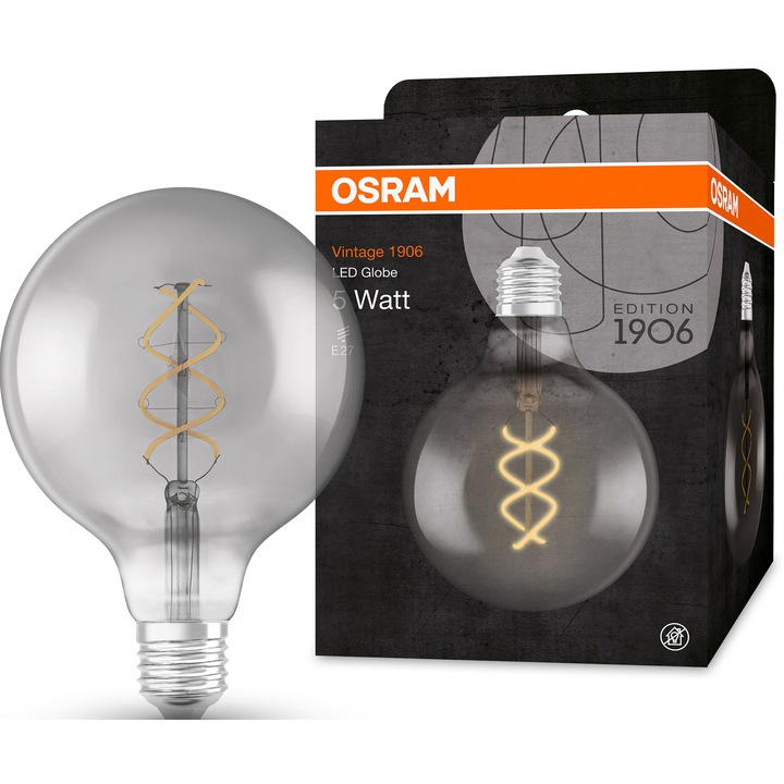 Osram Vintage Edison Fil Smoke globe dekoratív LED izzó, G200, E27, 4W (16W), 140 lm, Meleg fény (1800K)