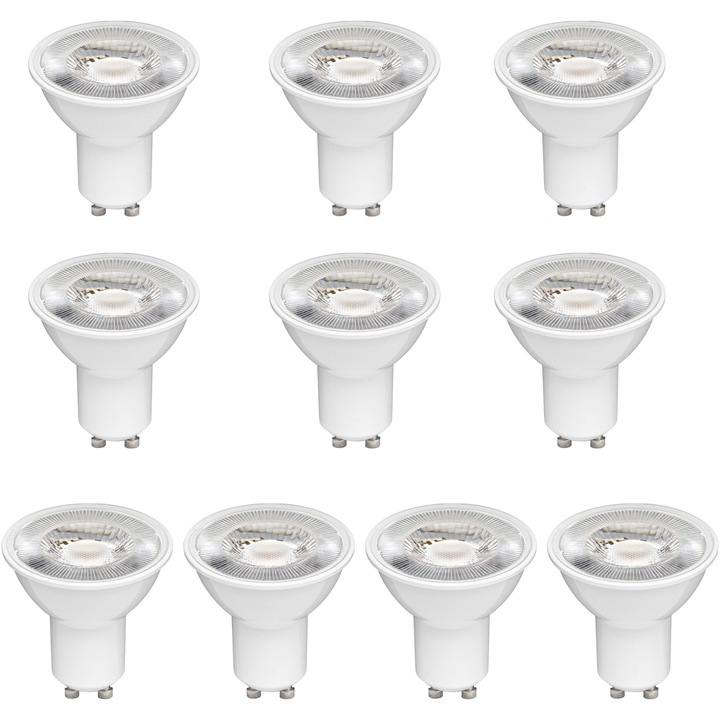 Комплект 10 крушки Spot LED BELLALUX PAR16 80, GU10, 6.9W (80W), 575 лумена, 36°, Температура на неутрална светлина (4000K), Енергиен клас F